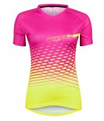 dres F MTB ANGLE LADY kr. rukáv, růžovo-fluo S